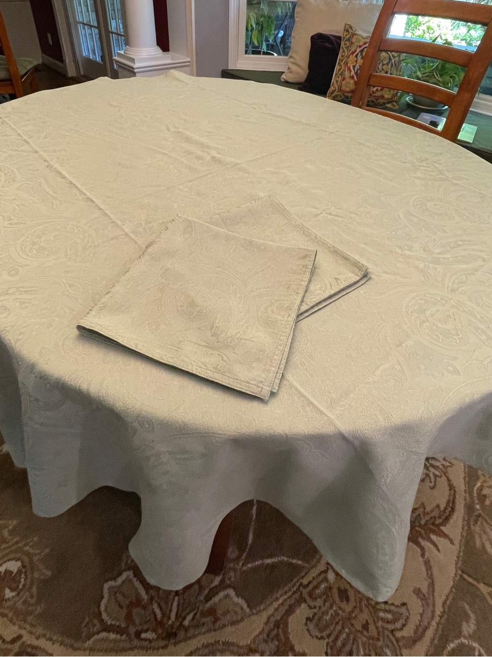 NWT Ralph Lauren Sage Thoroughbred Paisley 70” Round Tablecloth & 2 Napkins - Picture 2 of 10